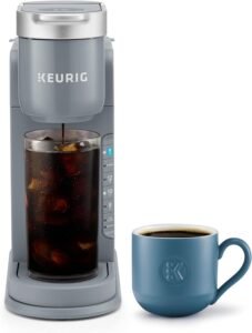 "Image of a sleek Keurig K-Iced Single Serve Coffee Maker, featuring the ability to brew both hot and cold beverages with convenience."