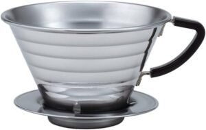 Kalita Wave stainless steel pour-over coffee maker in action