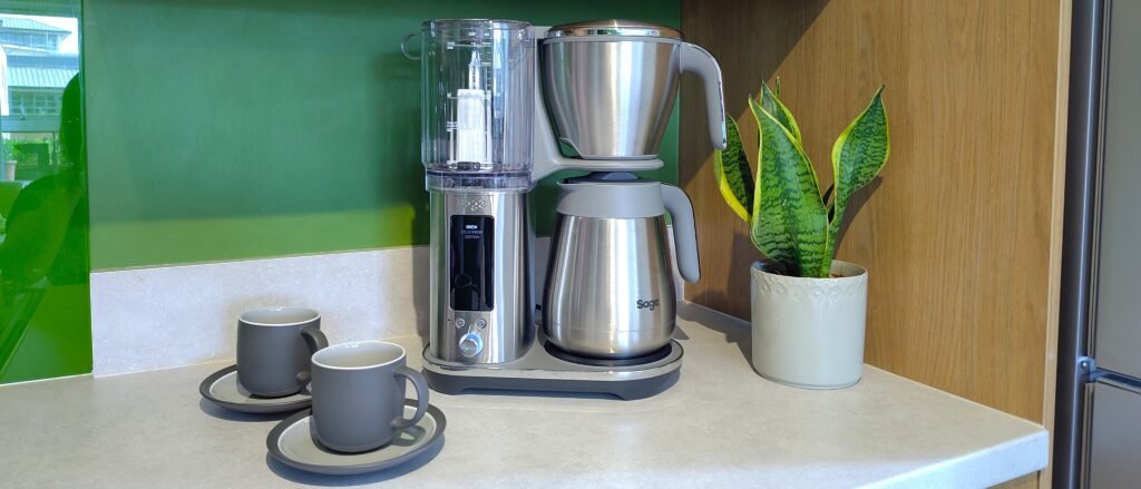 Clean thermal coffee carafe with fresh coffee