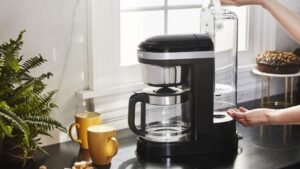 Well-maintained automatic pour-over coffee maker ready to brew