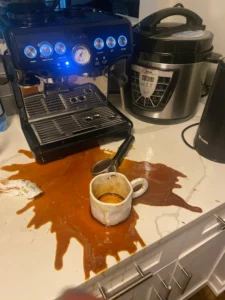 Breville Barista Express espresso machine in use