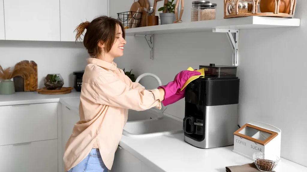Freshly descaled coffee maker brewing delicious coffee with optimal performance