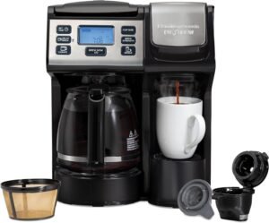 Hamilton Beach 49915 FlexBrew Trio 2-Way Coffee Maker, Compatible with K-Cup Pods or Grounds, Single Serve & Full 12c Pot, Permanent Gold-Tone Filter, Fast Brewing, Black & Silver