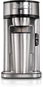 
Hamilton Beach The Scoop Single Serve Coffee Maker & Fast Grounds Brewer, Brews in Minutes, 8-14oz. Cups, Stainless Steel