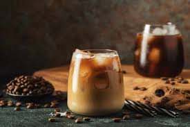 Freshly made cold brew coffee served with ice and cinnamon.