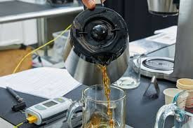 freshly brewed coffee from a programmable coffee maker