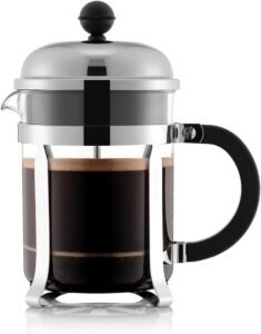 Image of Bodum 17oz Chambord French Press Coffee Maker, High-Heat Borosilicate Glass, Polished Stainless Steel – Made in Portugal.