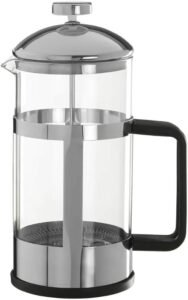 Image of Borosilicate Glass French Press Coffee Maker 38.9 oz (1.15 L) Glass Cafetiere, Tea Maker, Coffee Pot, High-Heat Borosilicate Glass, Dishwasher safe, Clear, Silver, Black.