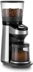 Image of OXO Brew Conical Burr Coffee Grinder with Scale.