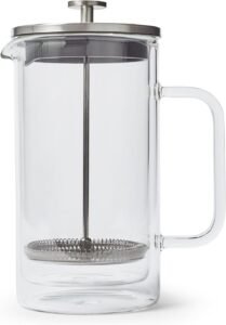 Image of Sur La Table Double-Wall Glass French Press, 8 Cup, Clear.