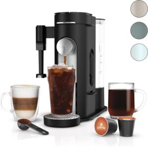 image of Ninja PB051 Pod & Grounds Specialty Single-Serve Coffee Maker, K-Cup Pod Compatible, Brews Grounds, Compact Design, Built-In Milk Frother, 56-oz. Reservoir, 6-oz. Cup to 24-oz. Mug Sizes, Black.