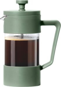 Image of Oggi French Press Coffee Maker (12oz)- Borosilicate Glass, Coffee Press, Single Cup French Press, 3 cup Capacity, Olive