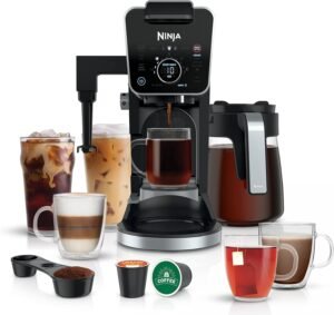 Image of Ninja CFP301 DualBrew Pro Specialty 12-Cup Coffee Maker with Glass Carafe, Single-Serve, Grounds, compatible with K-Cup pods, with 4 Brew Styles, Iced Coffee Maker, Frother & Hot Water System, Black.