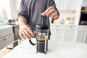 Image of Frech press coffee maker..